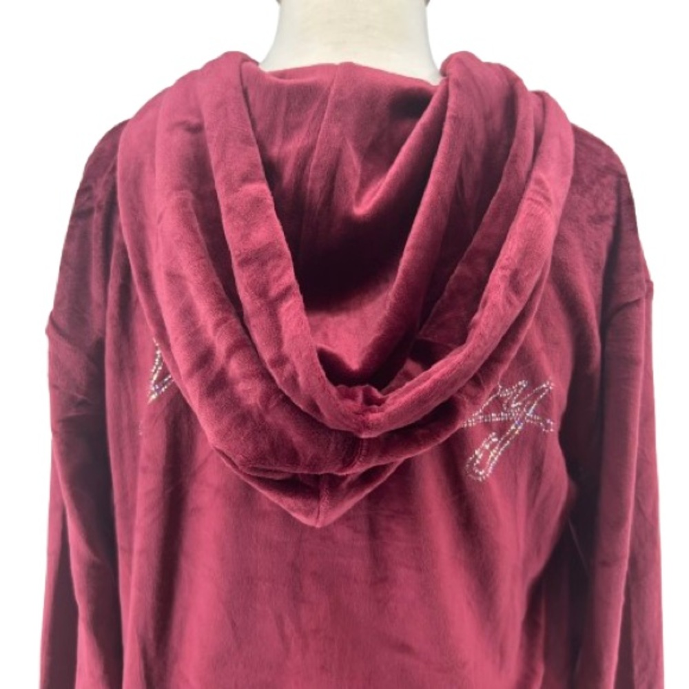 NWT Playboy The Icon Velour Logo Hoodie Burgundy Size XS - Picture 10 of 14